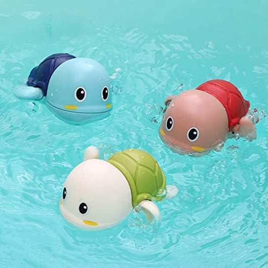 3PCS Baby Bath Toys Toddlers Bathing Cute Swimming Turtles Clockwork Play Water Baby Wind-Up Toys for Kids Preschool Pool Toys